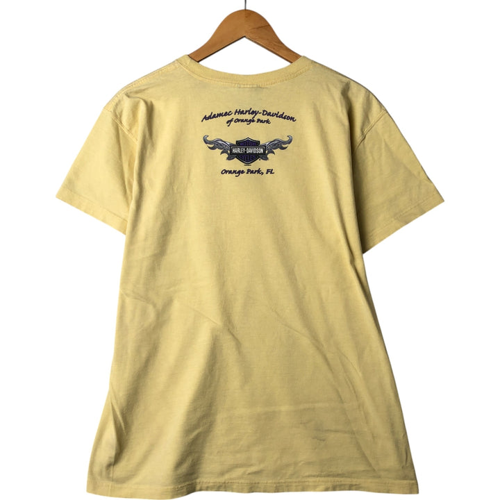 00'S Harley-Davidson Motorcycle Bike T-shirt Made in USA Men's XL cotton yellow type Vintage Second Hand