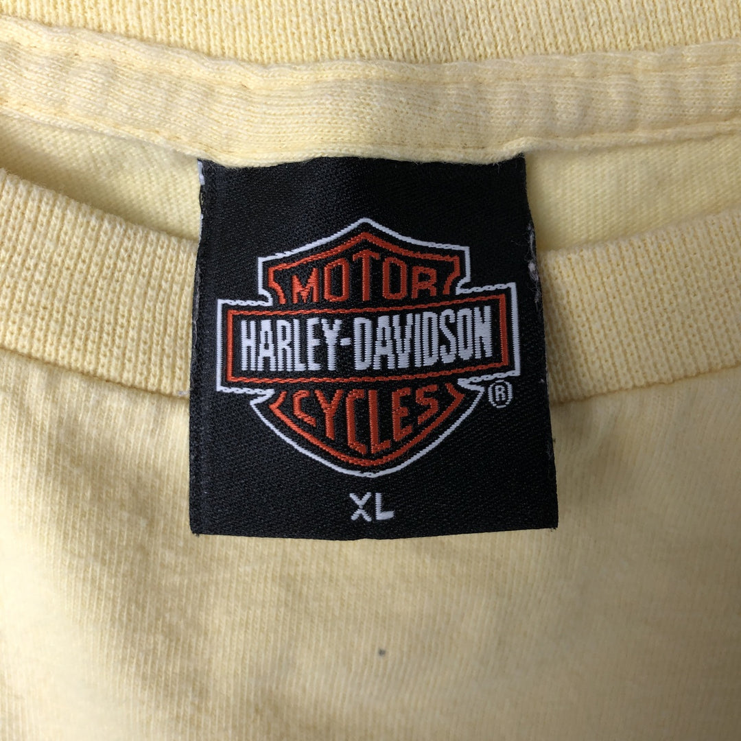 00'S Harley-Davidson Motorcycle Bike T-shirt Made in USA Men's XL cotton yellow type Vintage Second Hand