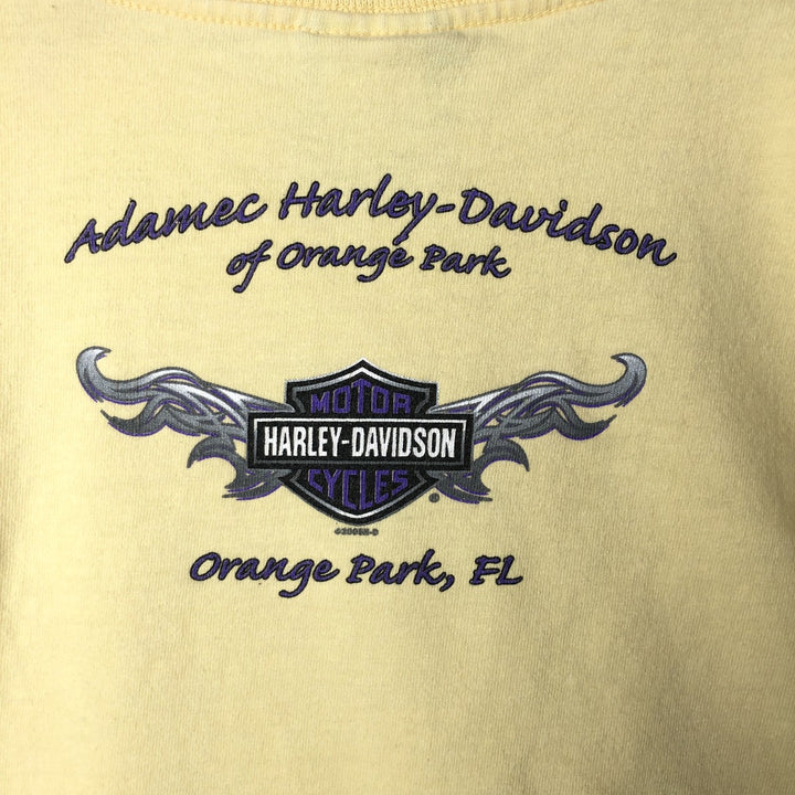 00'S Harley-Davidson Motorcycle Bike T-shirt Made in USA Men's XL cotton yellow type Vintage Second Hand