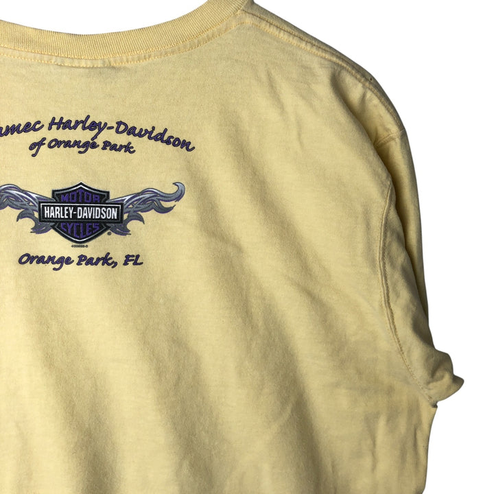 00'S Harley-Davidson Motorcycle Bike T-shirt Made in USA Men's XL cotton yellow type Vintage Second Hand