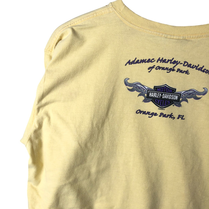 00'S Harley-Davidson Motorcycle Bike T-shirt Made in USA Men's XL cotton yellow type Vintage Second Hand