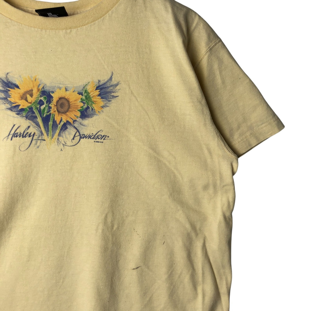 00'S Harley-Davidson Motorcycle Bike T-shirt Made in USA Men's XL cotton yellow type Vintage Second Hand