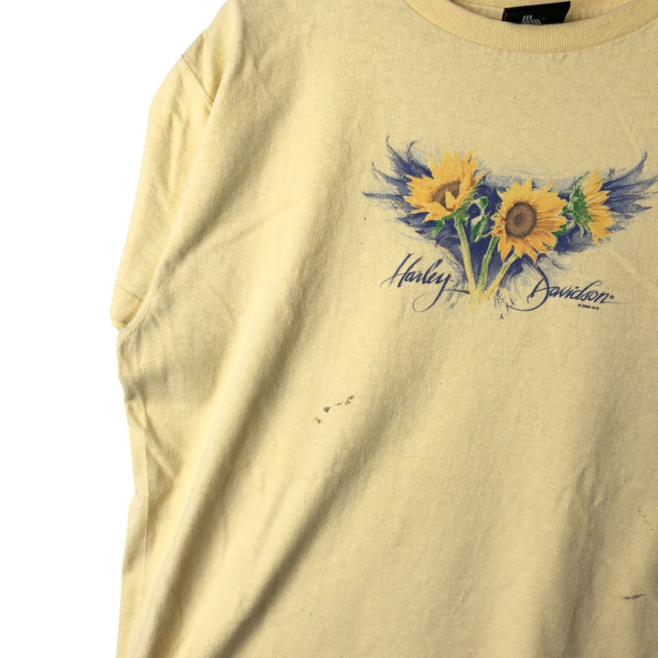 00'S Harley-Davidson Motorcycle Bike T-shirt Made in USA Men's XL cotton yellow type Vintage Second Hand