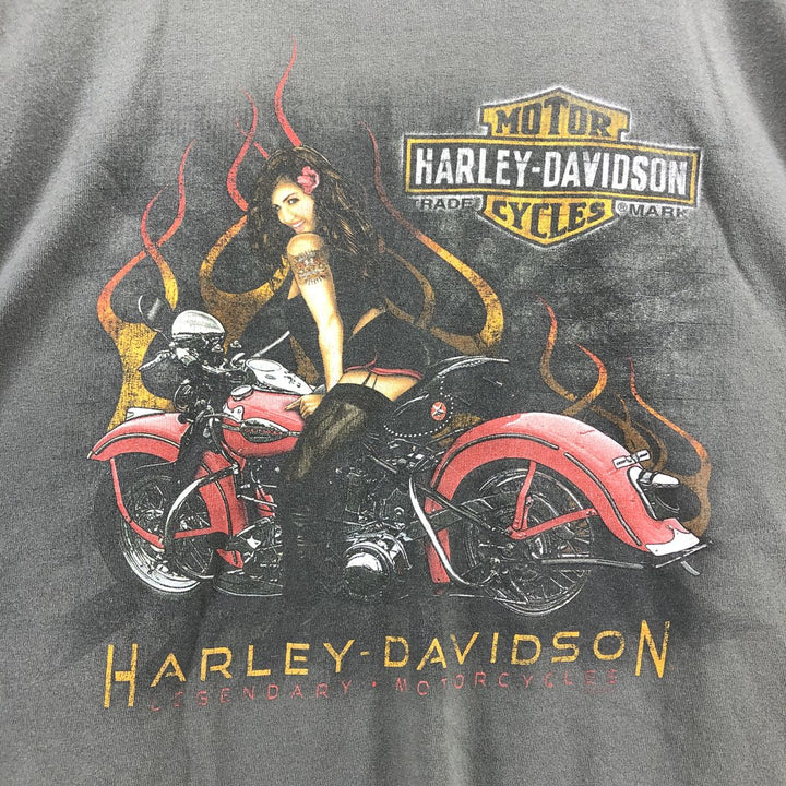 Harley-Davidson Pin-up Girl Motorcycle Bike T-shirt, Men's XXL cotton gray type Vintage Second Hand