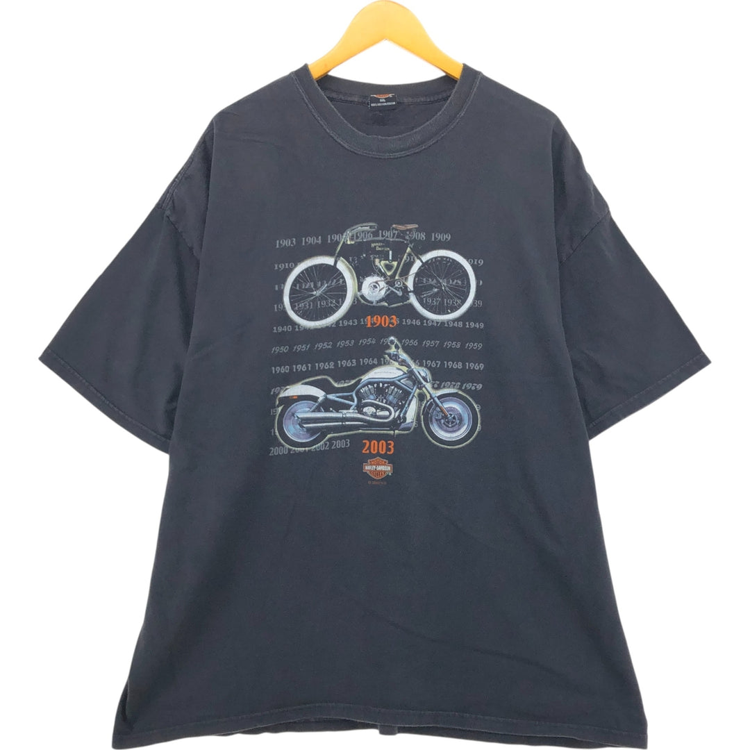 Big size 00'S Harley-Davidson motorcycle bike T-shirt made in USA, men's XXXL equivalent cotton black type Vintage Second Hand