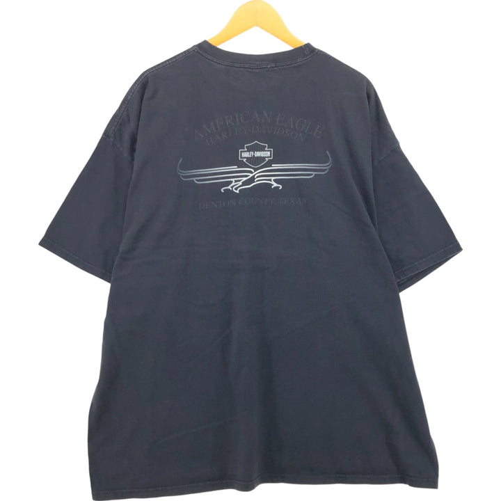 Big size 00'S Harley-Davidson motorcycle bike T-shirt made in USA, men's XXXL equivalent cotton black type Vintage Second Hand