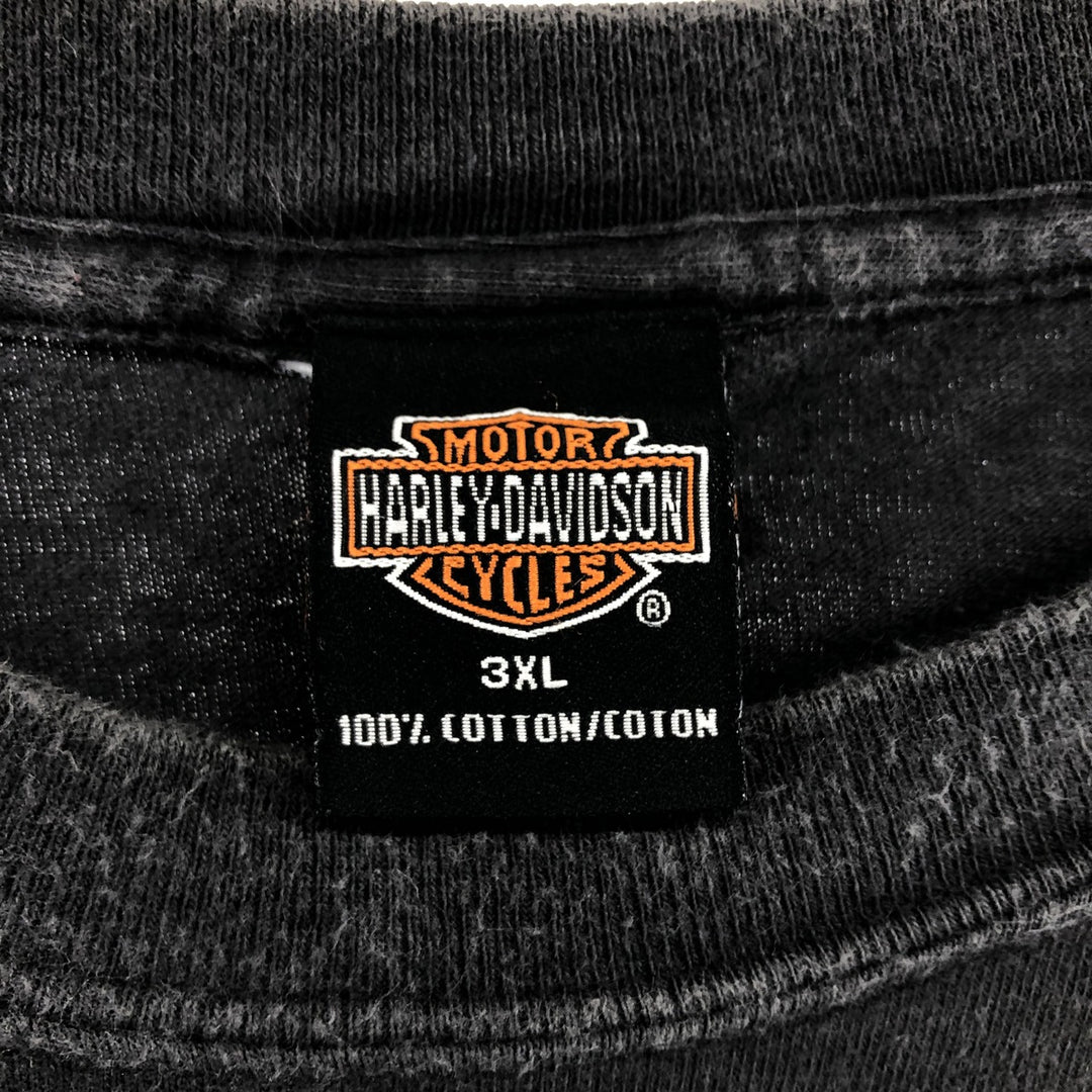 Big size 00'S Harley-Davidson motorcycle bike T-shirt made in USA, men's XXXL equivalent cotton black type Vintage Second Hand