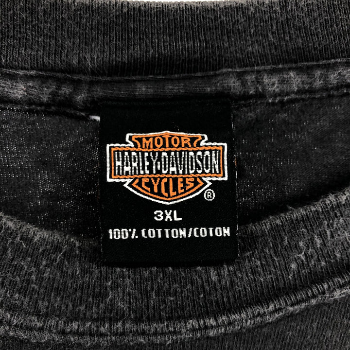 Big size 00'S Harley-Davidson motorcycle bike T-shirt made in USA, men's XXXL equivalent cotton black type Vintage Second Hand
