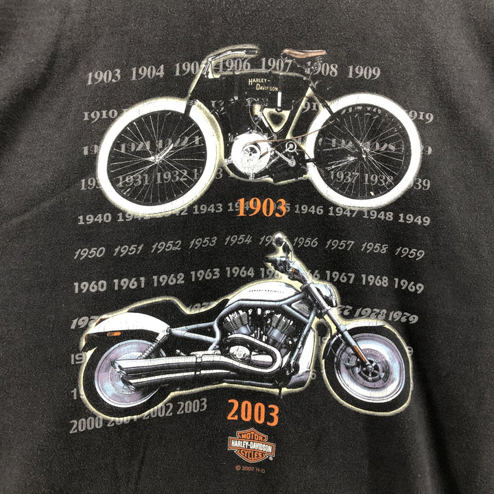 Big size 00'S Harley-Davidson motorcycle bike T-shirt made in USA, men's XXXL equivalent cotton black type Vintage Second Hand