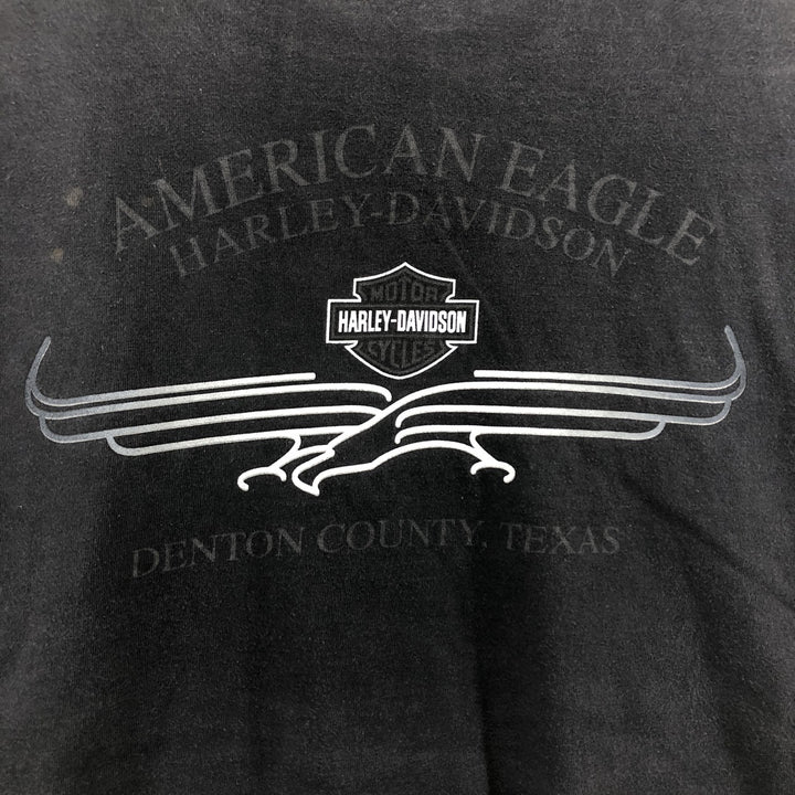 Big size 00'S Harley-Davidson motorcycle bike T-shirt made in USA, men's XXXL equivalent cotton black type Vintage Second Hand