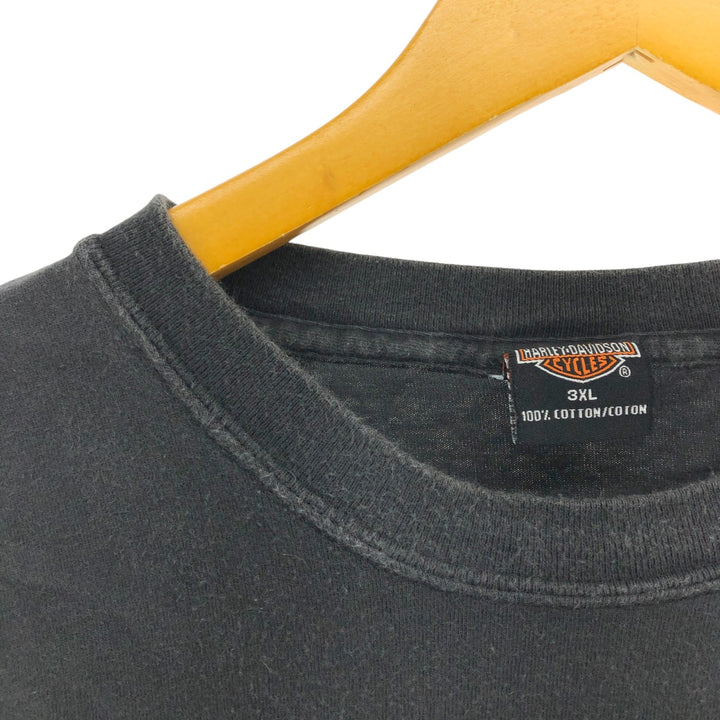Big size 00'S Harley-Davidson motorcycle bike T-shirt made in USA, men's XXXL equivalent cotton black type Vintage Second Hand
