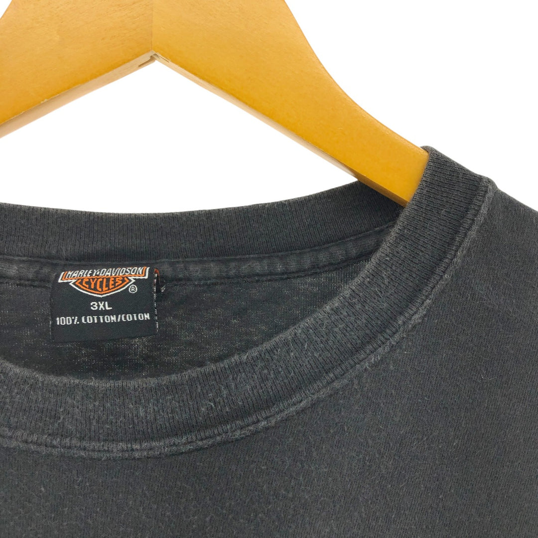 Big size 00'S Harley-Davidson motorcycle bike T-shirt made in USA, men's XXXL equivalent cotton black type Vintage Second Hand