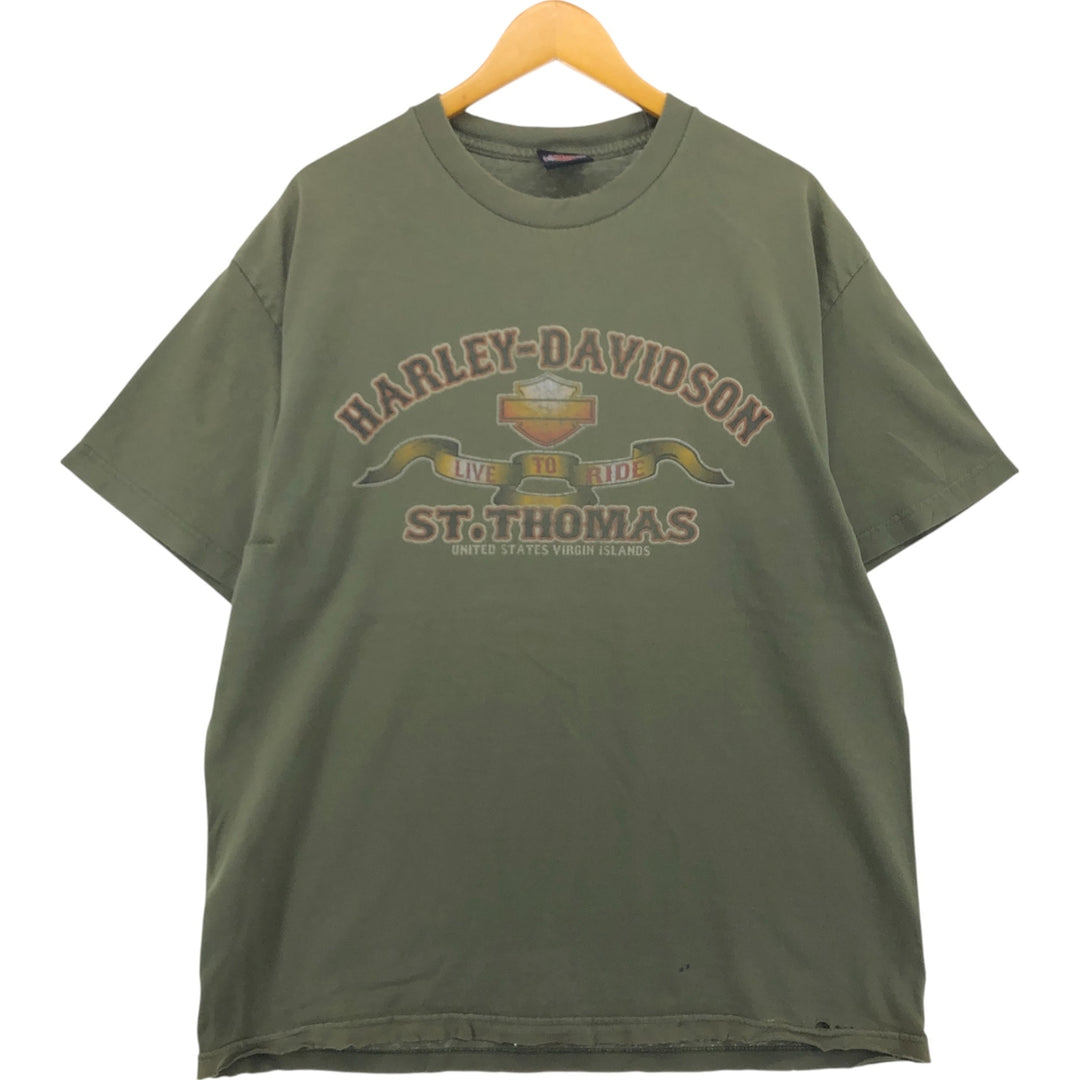 Harley-Davidson Motorcycle Bike T-shirt, Men's XL size unclear Khaki type Vintage Second Hand