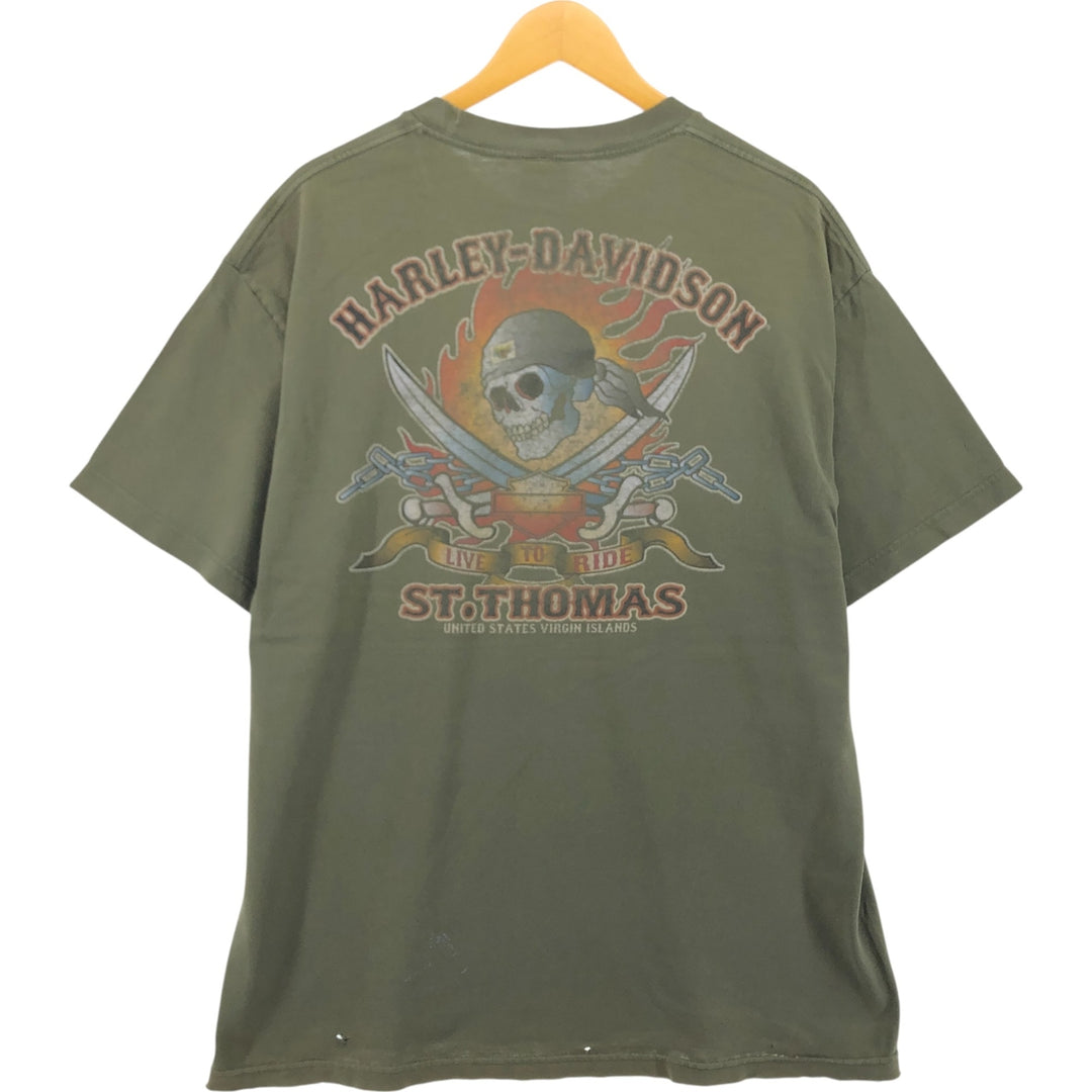 Harley-Davidson Motorcycle Bike T-shirt, Men's XL size unclear Khaki type Vintage Second Hand