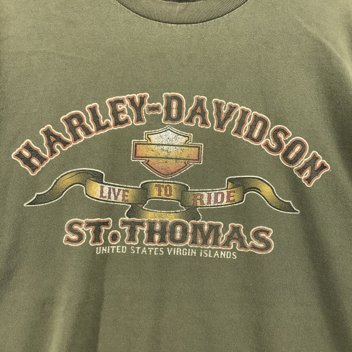Harley-Davidson Motorcycle Bike T-shirt, Men's XL size unclear Khaki type Vintage Second Hand