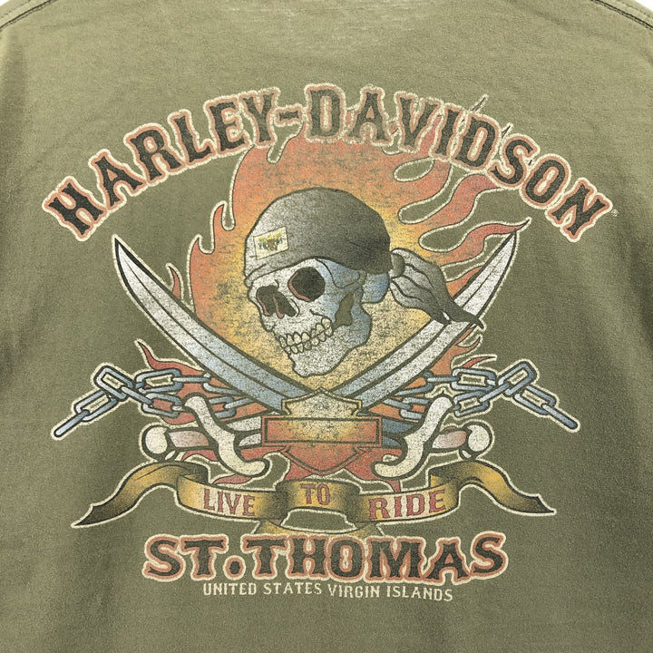 Harley-Davidson Motorcycle Bike T-shirt, Men's XL size unclear Khaki type Vintage Second Hand