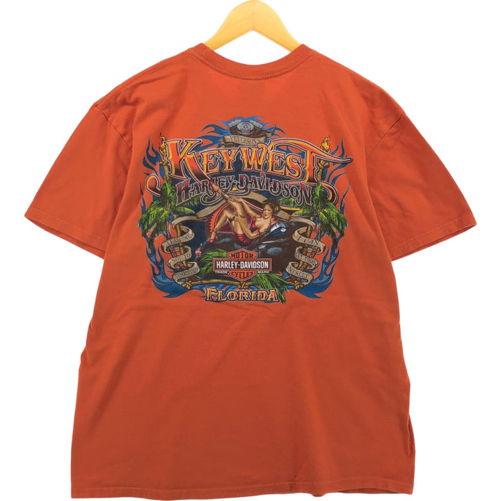 Harley-Davidson Pin-up Girl Motorcycle Bike T-shirt, Men's XL cotton orange type Vintage Second Hand