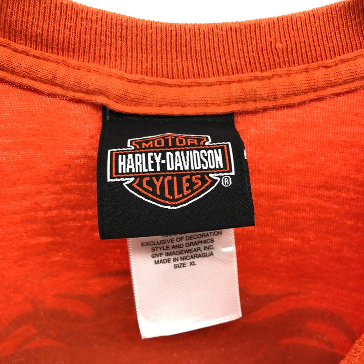 Harley-Davidson Pin-up Girl Motorcycle Bike T-shirt, Men's XL cotton orange type Vintage Second Hand