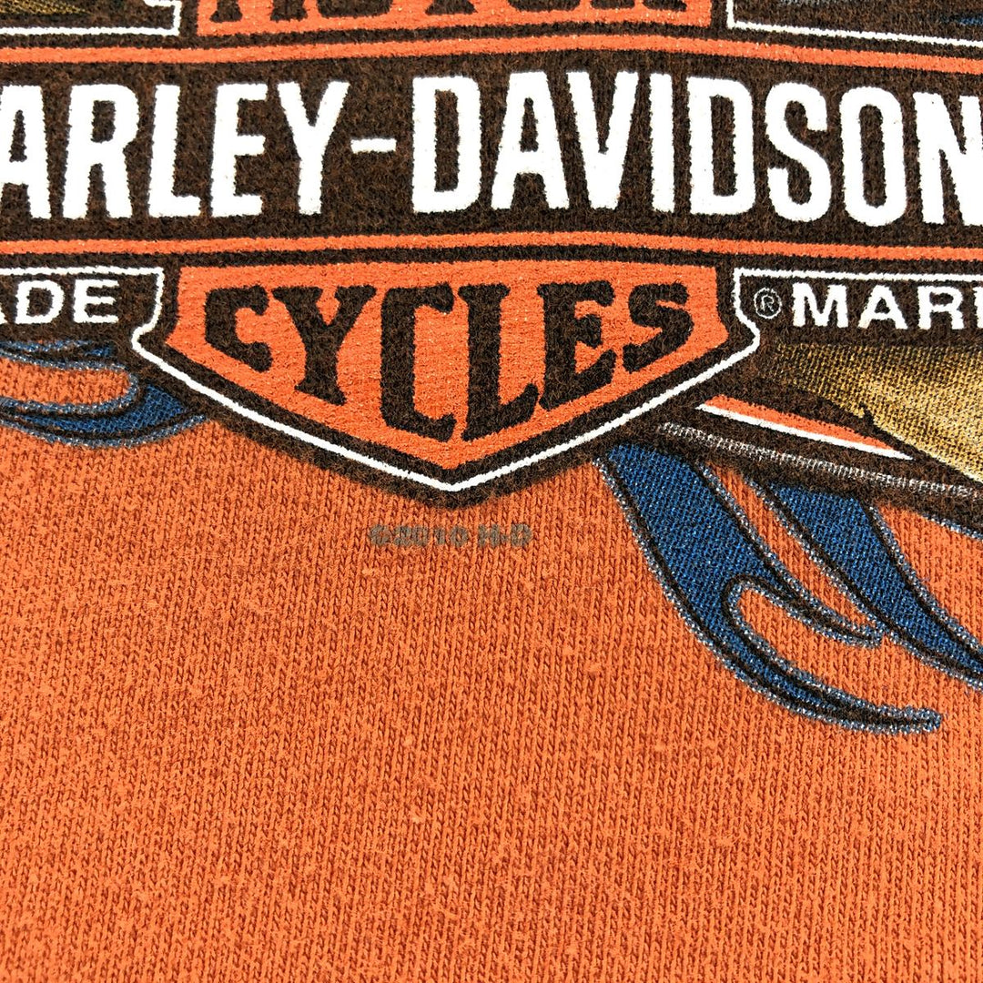 Harley-Davidson Pin-up Girl Motorcycle Bike T-shirt, Men's XL cotton orange type Vintage Second Hand