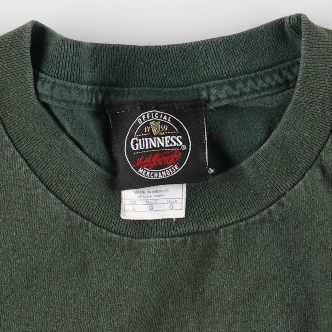 GUINNESS Guinness Beer Advertising T-shirt, Men's L size cotton green type Vintage Second Hand