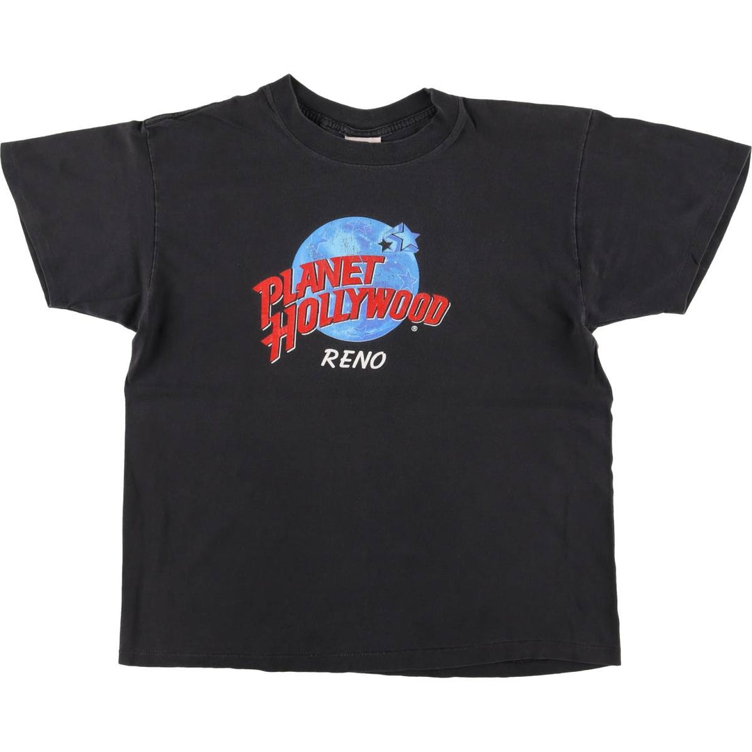 90'S PLANET HOLLYWOOD Advertising T-shirt, Made in USA, Men's L size, Vintage cotton black type Vintage Second Hand