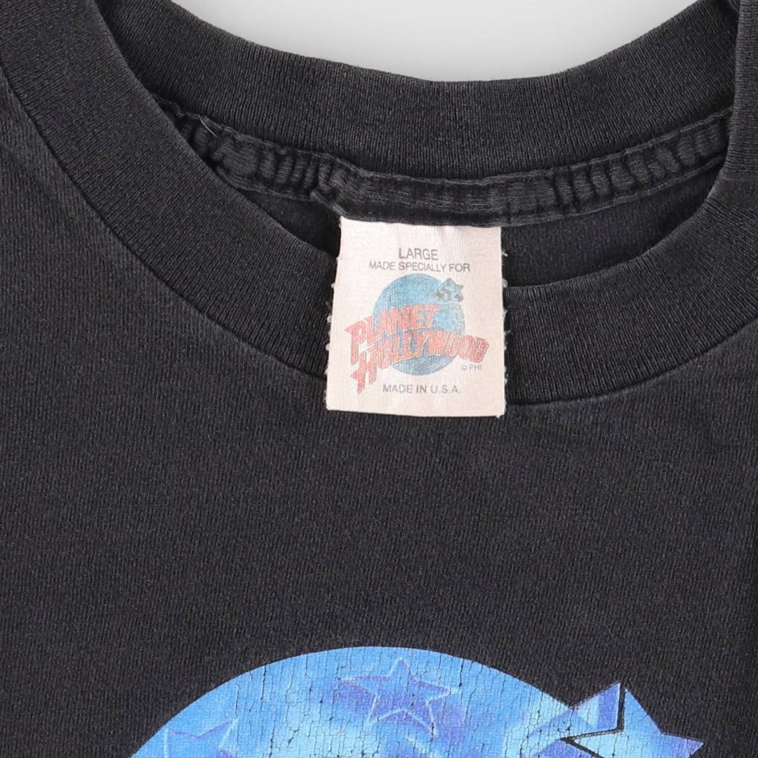 90'S PLANET HOLLYWOOD Advertising T-shirt, Made in USA, Men's L size, Vintage cotton black type Vintage Second Hand