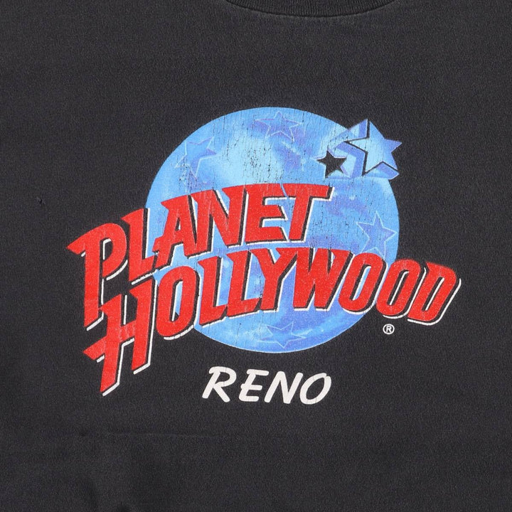 90'S PLANET HOLLYWOOD Advertising T-shirt, Made in USA, Men's L size, Vintage cotton black type Vintage Second Hand