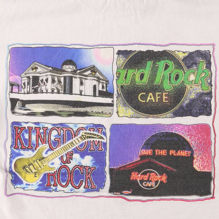 90'S HARD ROCK CAFE Hard Rock Cafe Advertising T-shirt Made in USA Men's L Vintage cotton white type Vintage Second Hand