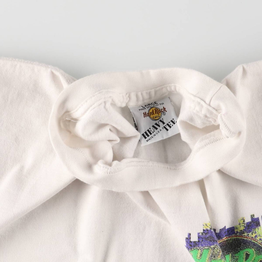 90'S HARD ROCK CAFE Hard Rock Cafe Advertising T-shirt Made in USA Men's L Vintage cotton white type Vintage Second Hand