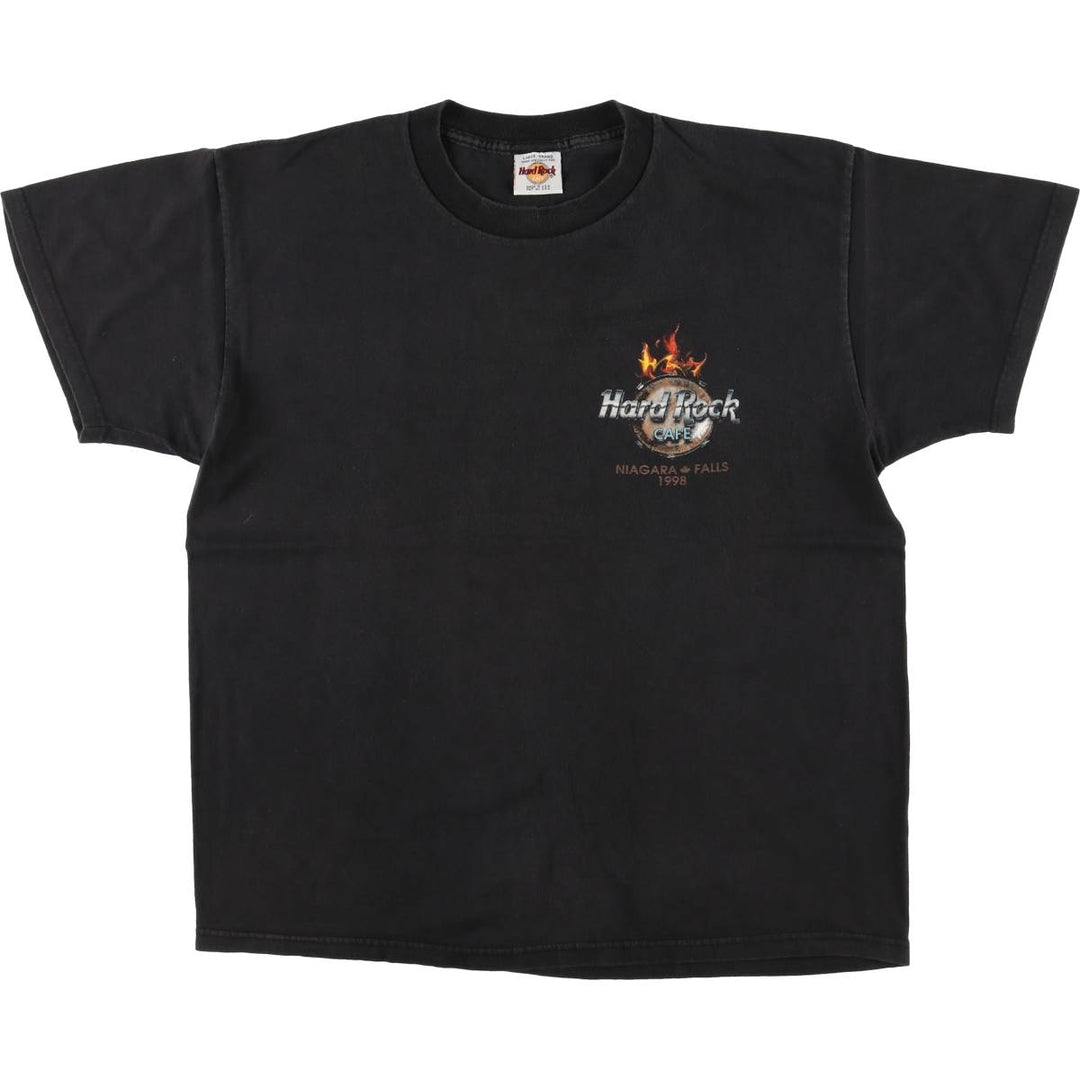90'S HARD ROCK CAFE Hard Rock Cafe Fire Pattern Advertising T-Shirt Made in USA Men's L Vintage cotton black type Vintage Second Hand
