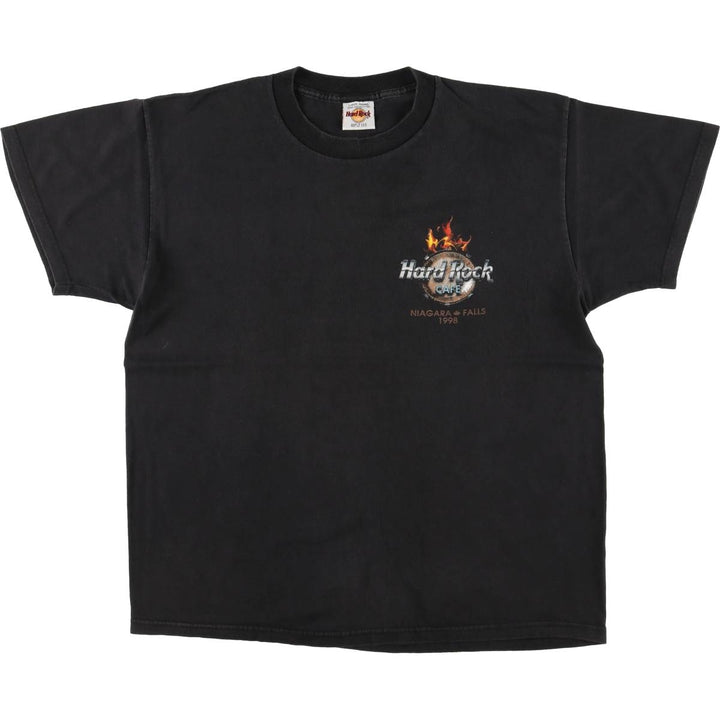 90'S HARD ROCK CAFE Hard Rock Cafe Fire Pattern Advertising T-Shirt Made in USA Men's L Vintage cotton black type Vintage Second Hand