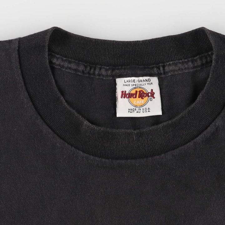 90'S HARD ROCK CAFE Hard Rock Cafe Fire Pattern Advertising T-Shirt Made in USA Men's L Vintage cotton black type Vintage Second Hand