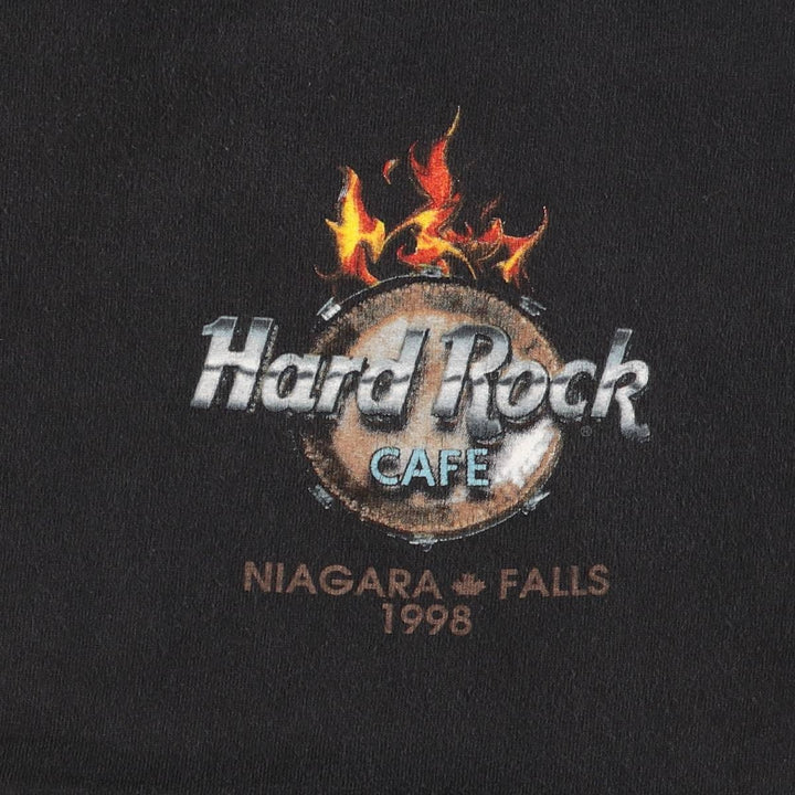 90'S HARD ROCK CAFE Hard Rock Cafe Fire Pattern Advertising T-Shirt Made in USA Men's L Vintage cotton black type Vintage Second Hand
