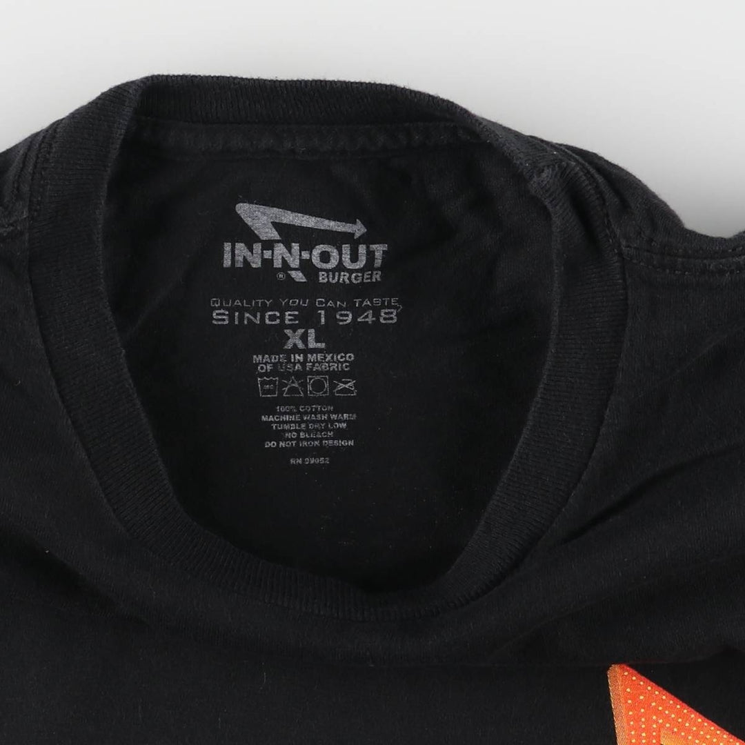 IN-N-OUT BURGER In-and-Out Burger Advertising T-shirt Men's XL size cotton black type Vintage Second Hand