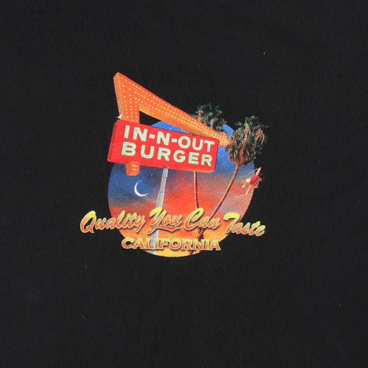 IN-N-OUT BURGER In-and-Out Burger Advertising T-shirt Men's XL size cotton black type Vintage Second Hand