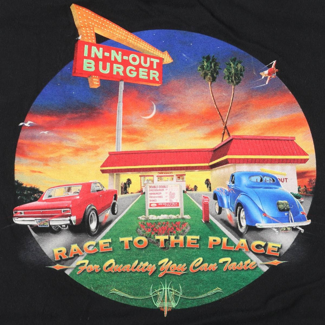 IN-N-OUT BURGER In-and-Out Burger Advertising T-shirt Men's XL size cotton black type Vintage Second Hand