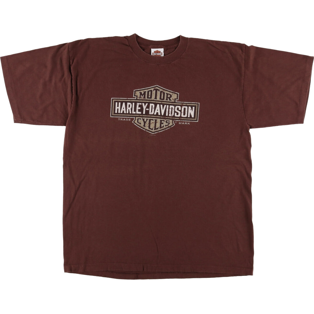 00'S Harley-Davidson Motorcycle Bike T-shirt Made in USA Men's XL cotton red type reddish brown Vintage Second Hand