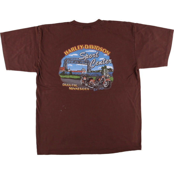 00'S Harley-Davidson Motorcycle Bike T-shirt Made in USA Men's XL cotton red type reddish brown Vintage Second Hand