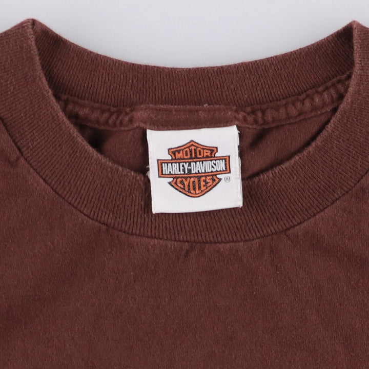 00'S Harley-Davidson Motorcycle Bike T-shirt Made in USA Men's XL cotton red type reddish brown Vintage Second Hand