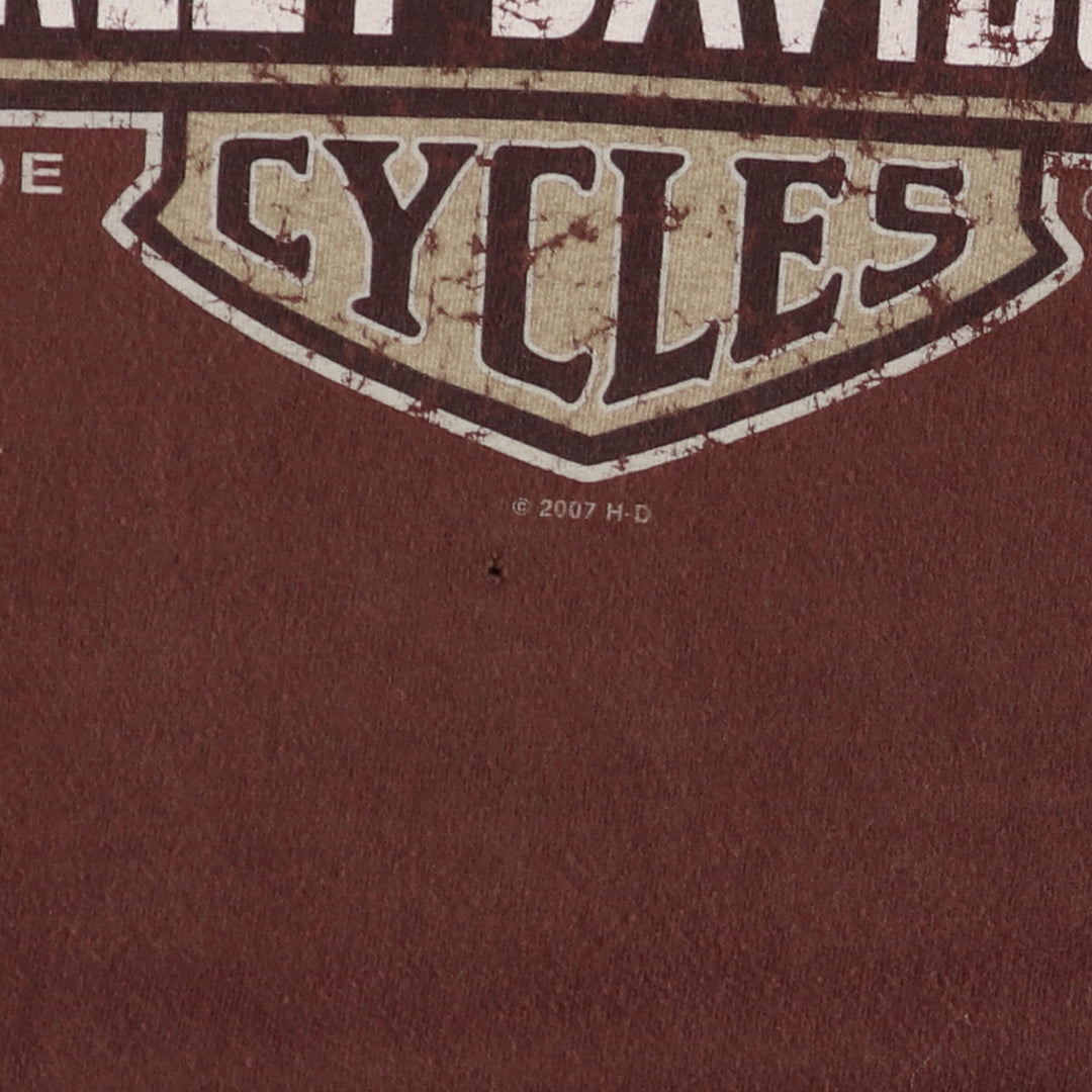 00'S Harley-Davidson Motorcycle Bike T-shirt Made in USA Men's XL cotton red type reddish brown Vintage Second Hand
