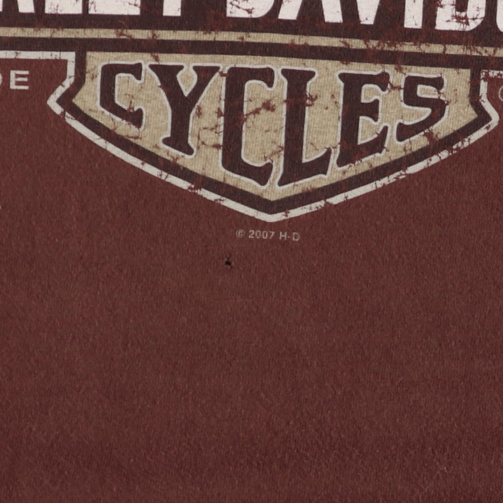 00'S Harley-Davidson Motorcycle Bike T-shirt Made in USA Men's XL cotton red type reddish brown Vintage Second Hand
