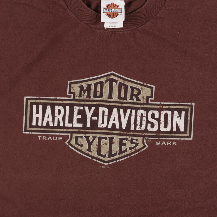 00'S Harley-Davidson Motorcycle Bike T-shirt Made in USA Men's XL cotton red type reddish brown Vintage Second Hand