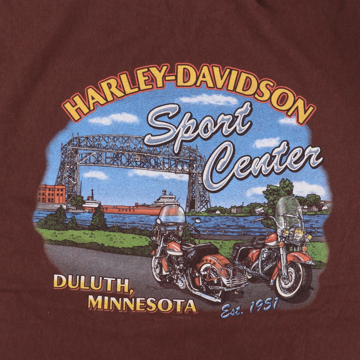 00'S Harley-Davidson Motorcycle Bike T-shirt Made in USA Men's XL cotton red type reddish brown Vintage Second Hand