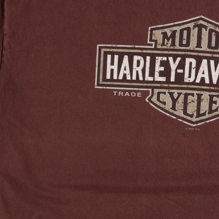 00'S Harley-Davidson Motorcycle Bike T-shirt Made in USA Men's XL cotton red type reddish brown Vintage Second Hand