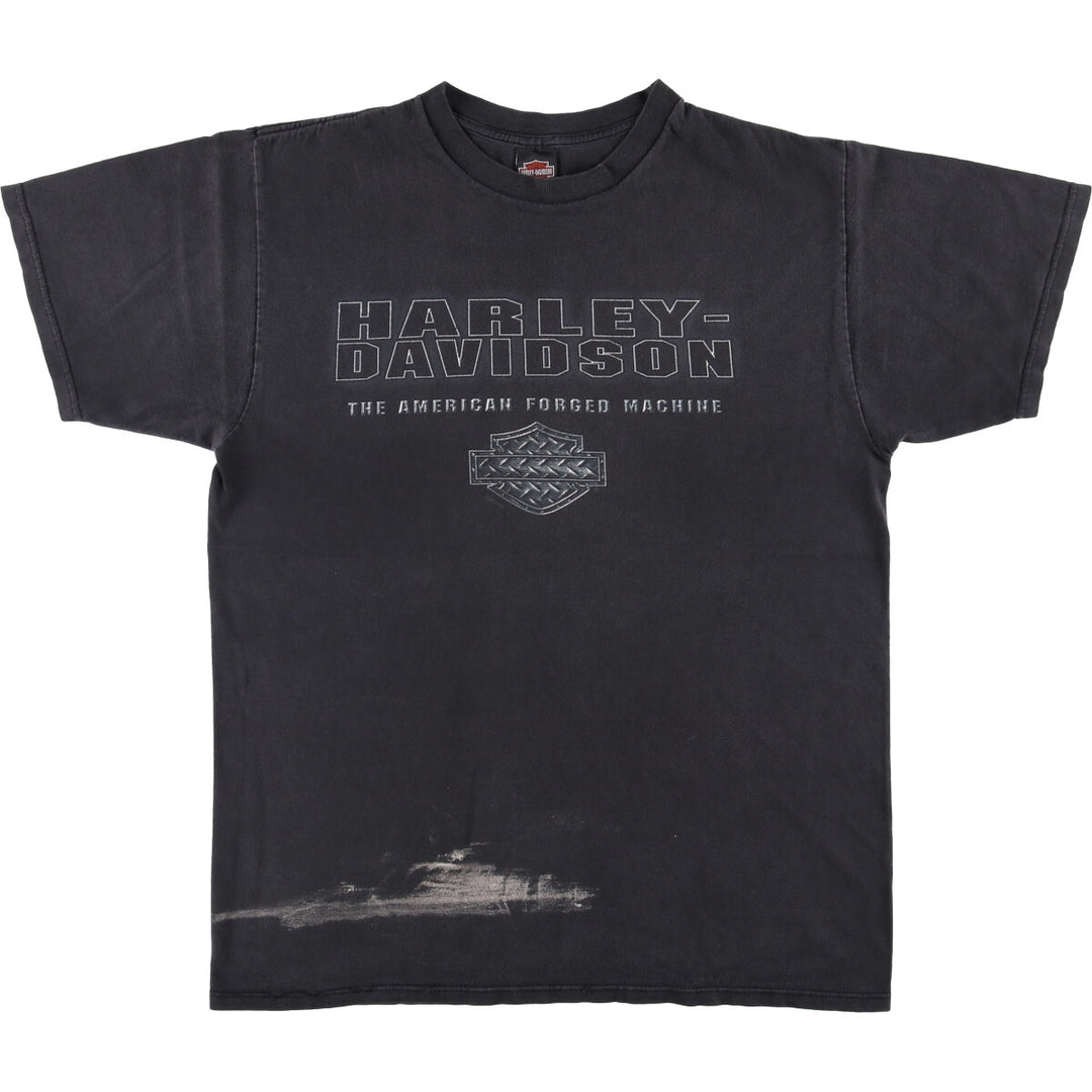 00'S Harley-Davidson Motorcycle Bike T-shirt Made in USA Men's L size cotton black type Vintage Second Hand