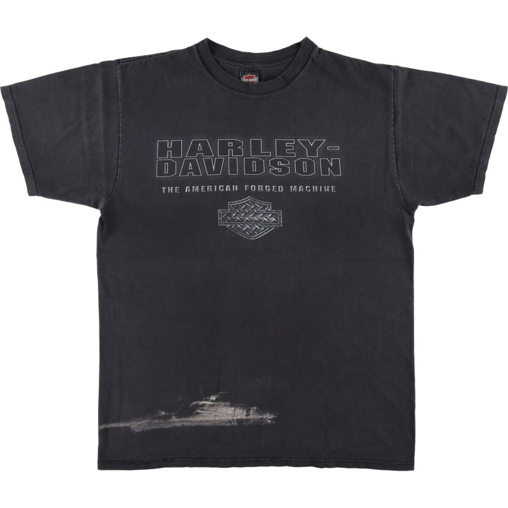 00'S Harley-Davidson Motorcycle Bike T-shirt Made in USA Men's L size cotton black type Vintage Second Hand