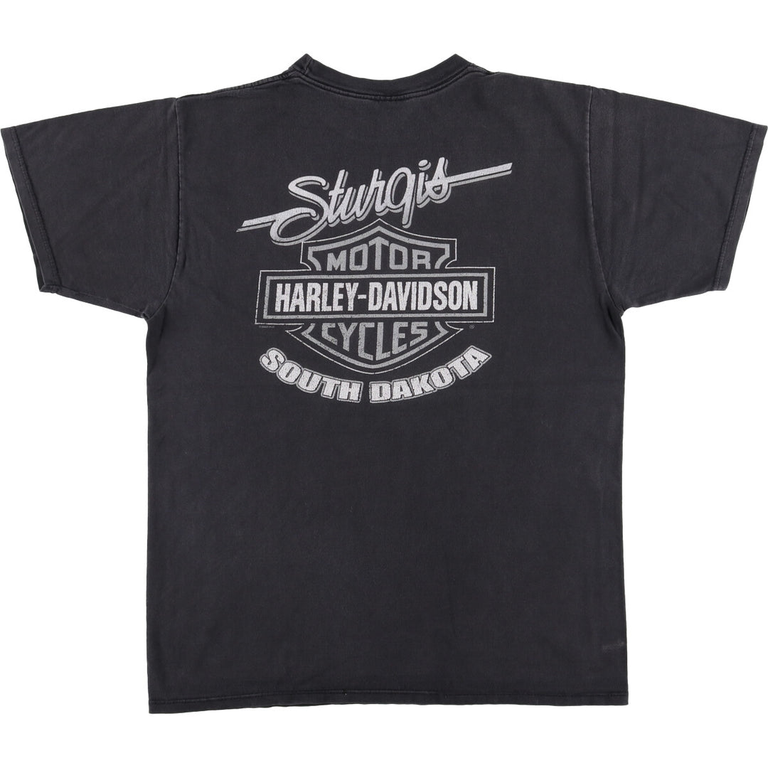 00'S Harley-Davidson Motorcycle Bike T-shirt Made in USA Men's L size cotton black type Vintage Second Hand