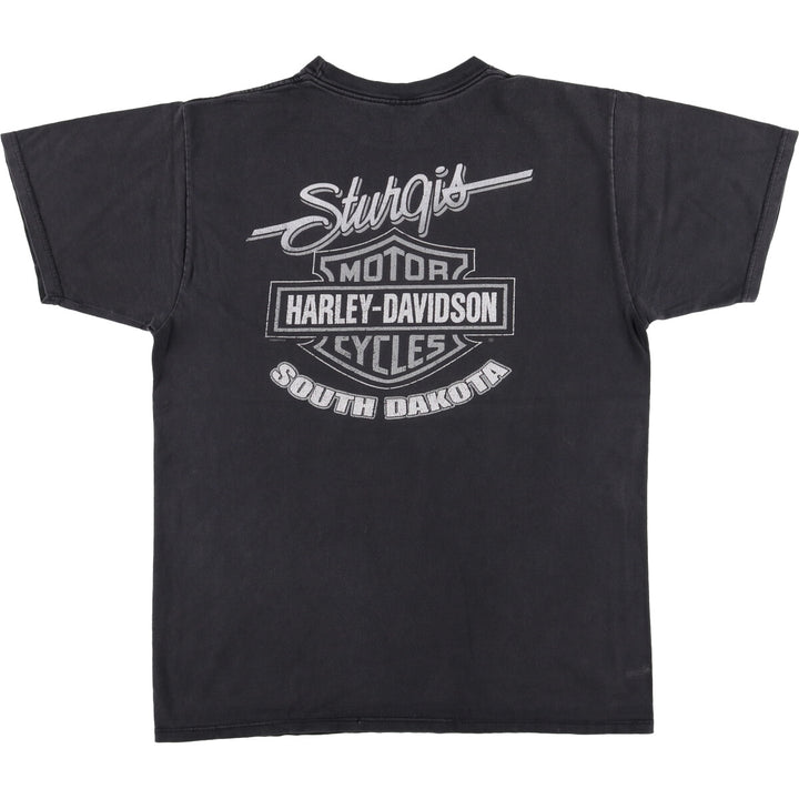 00'S Harley-Davidson Motorcycle Bike T-shirt Made in USA Men's L size cotton black type Vintage Second Hand