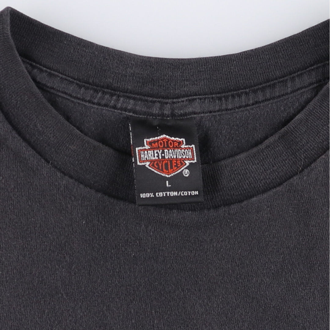 00'S Harley-Davidson Motorcycle Bike T-shirt Made in USA Men's L size cotton black type Vintage Second Hand