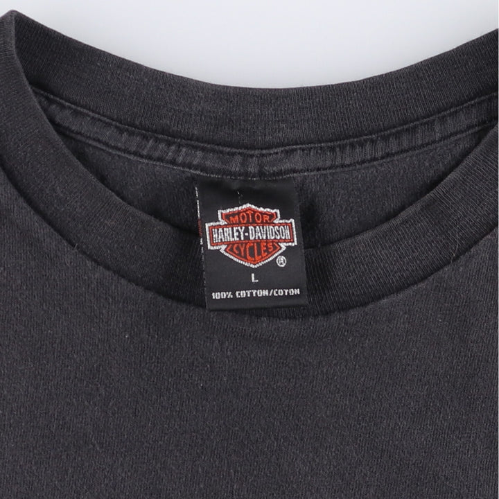 00'S Harley-Davidson Motorcycle Bike T-shirt Made in USA Men's L size cotton black type Vintage Second Hand